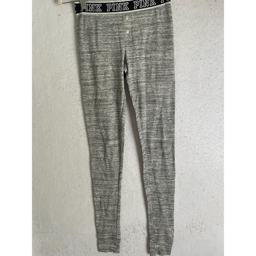Victoria Secret PINK Pajama Pants thermal sz XS Women's Gray Logo Leggings